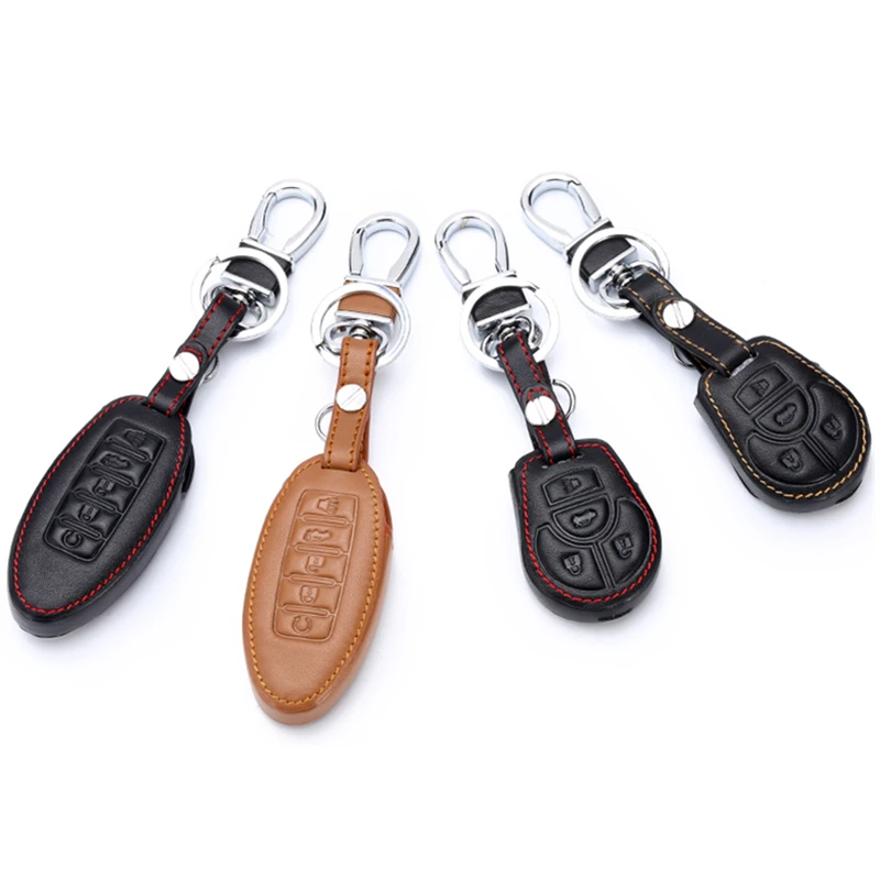 

Car Key Fob Case Cover for Nissan Teana X-Trail Murano March Geniss Tiida Qashqai Livina Sylphy Sunny Juke Almera Leather
