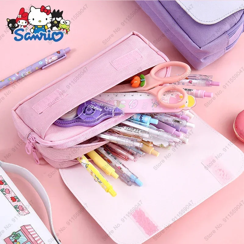 Sanrio Pu piórnik o dużej pojemności Kawaii Cinnamoroll Melody Kuromi przybory szkolne piórniki torba etui na długopis piórnik artykuły papiernicze