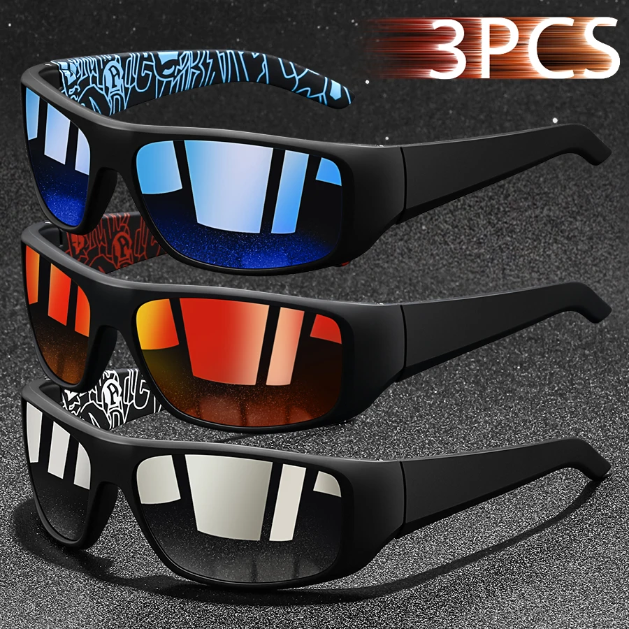 3 Pieces Eyewear Fashion Vintage Fishing Cycling Sports Sunglasses Men Women Running Mountaineering Sport Man Sun Glasses