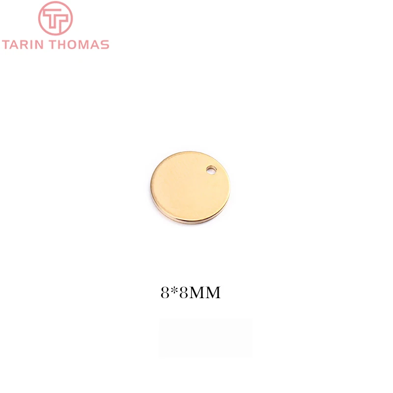 (1787)20PCS 8MM 10MM 12MM 14MM 16MM 24K Gold Color Brass Round Disk End Charms Jewelry Findings Earrings Accessories Wholesales