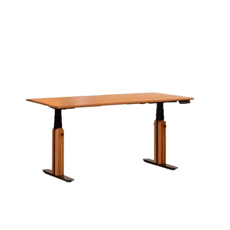 Tavolo elettrico scrivania di sollevamento in legno di ciliegio scrivania automatica per computer a doppio motore in legno massello