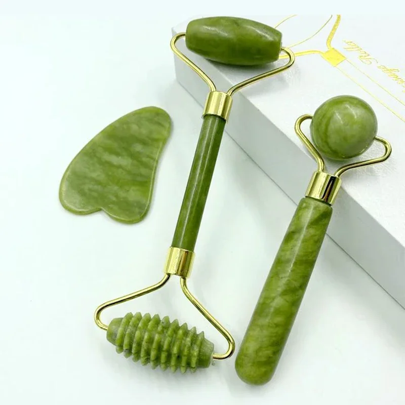 Natural Jade Roller Massager Face Body Neck Gua Sha Natural Stone Massager Acupoint Eye Care Spa Massage Visage Lifting Tools