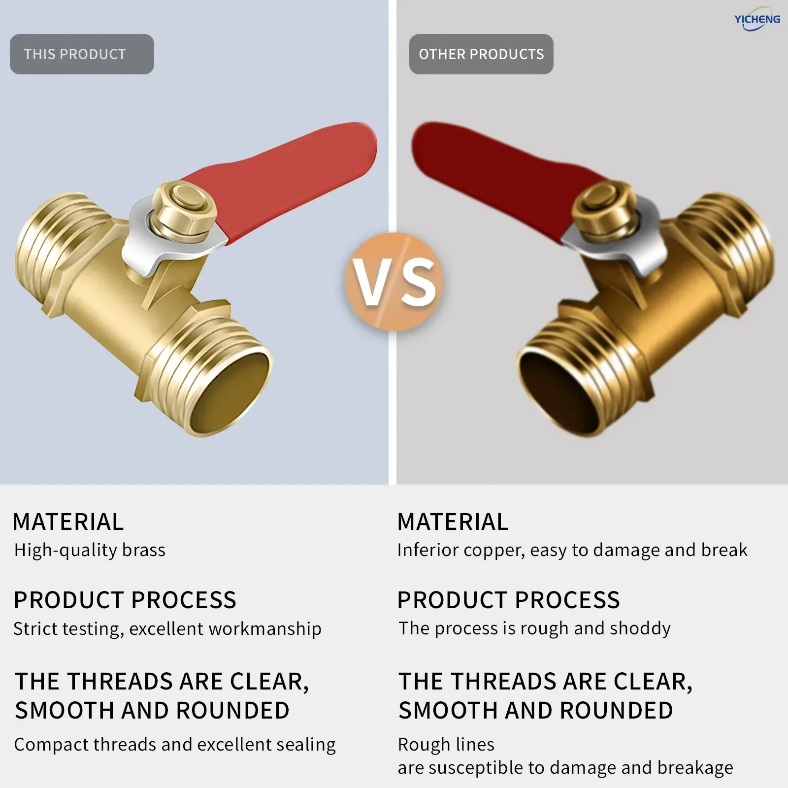 PNEUMATIC Brass Red handle ball valve with external thread 1/4"3/8"1/2" inch (Pack of 5) Can discharge liquids and gases