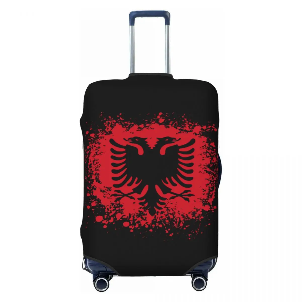 

Retro Albania Flag Travel Luggage Cover Dust Proof Albanian Eagle Suitcase Cover Protector Fit 18-32 Inch