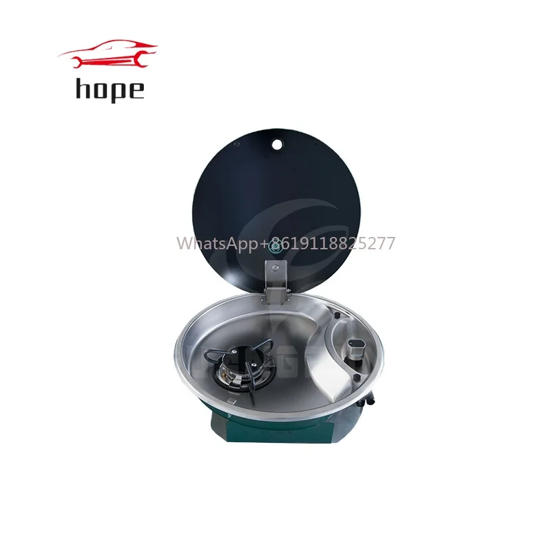 Small size round shape single burner gas hob with glass lid for RV motorhome caravan campervan boat yacht in diameter of 340mm