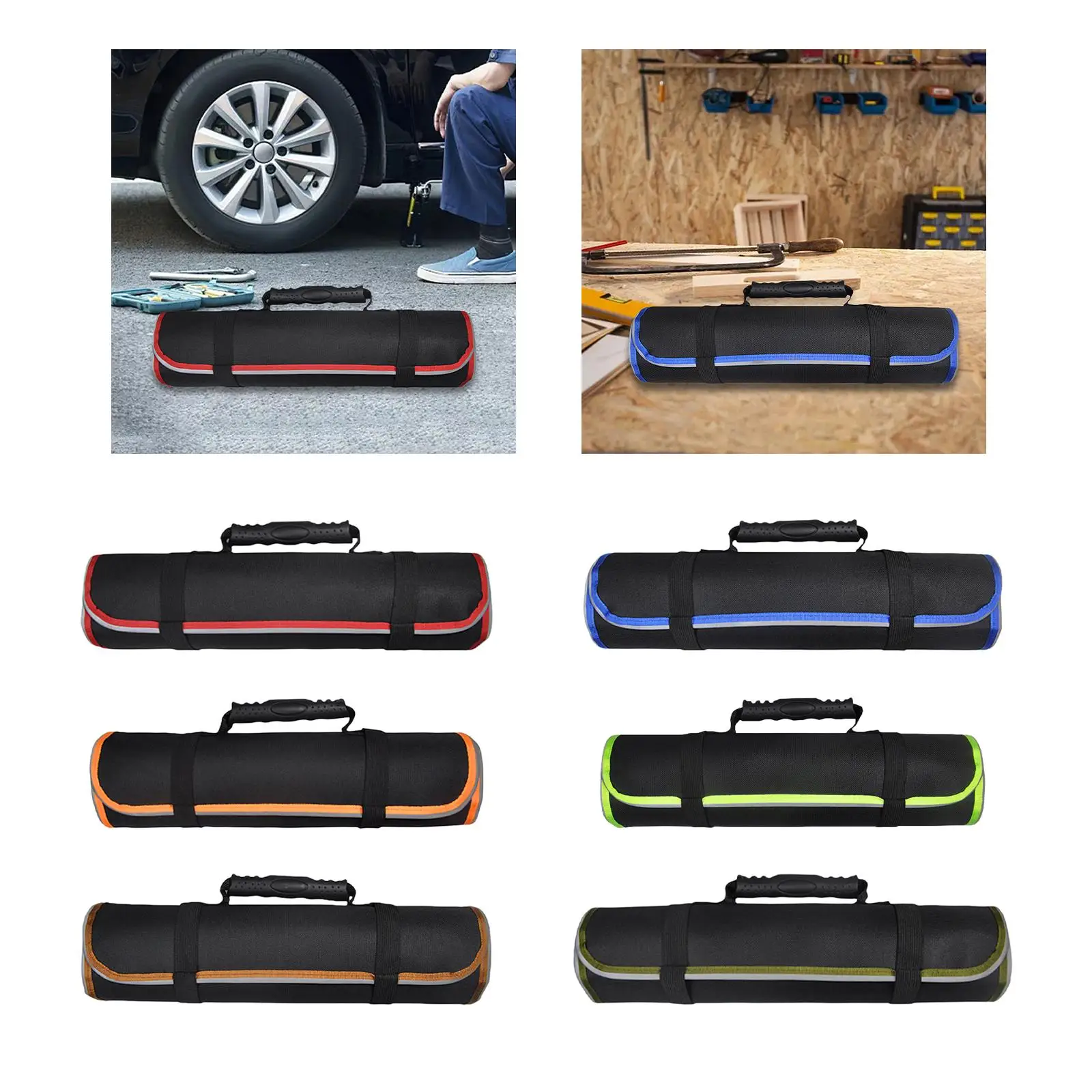 Borsa Organizer per riporre gli attrezzi arrotolabile con bordo riflettente per meccanico