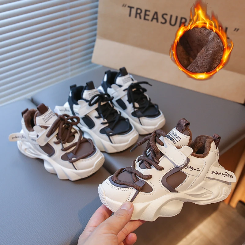 

Детская спортивная обувь для мальчиков и девочек, новинка 2025 года, зимние кроссовки на термоплатформе для малышей, удобные детские школьные спортивные кроссовки на мягкой подошве