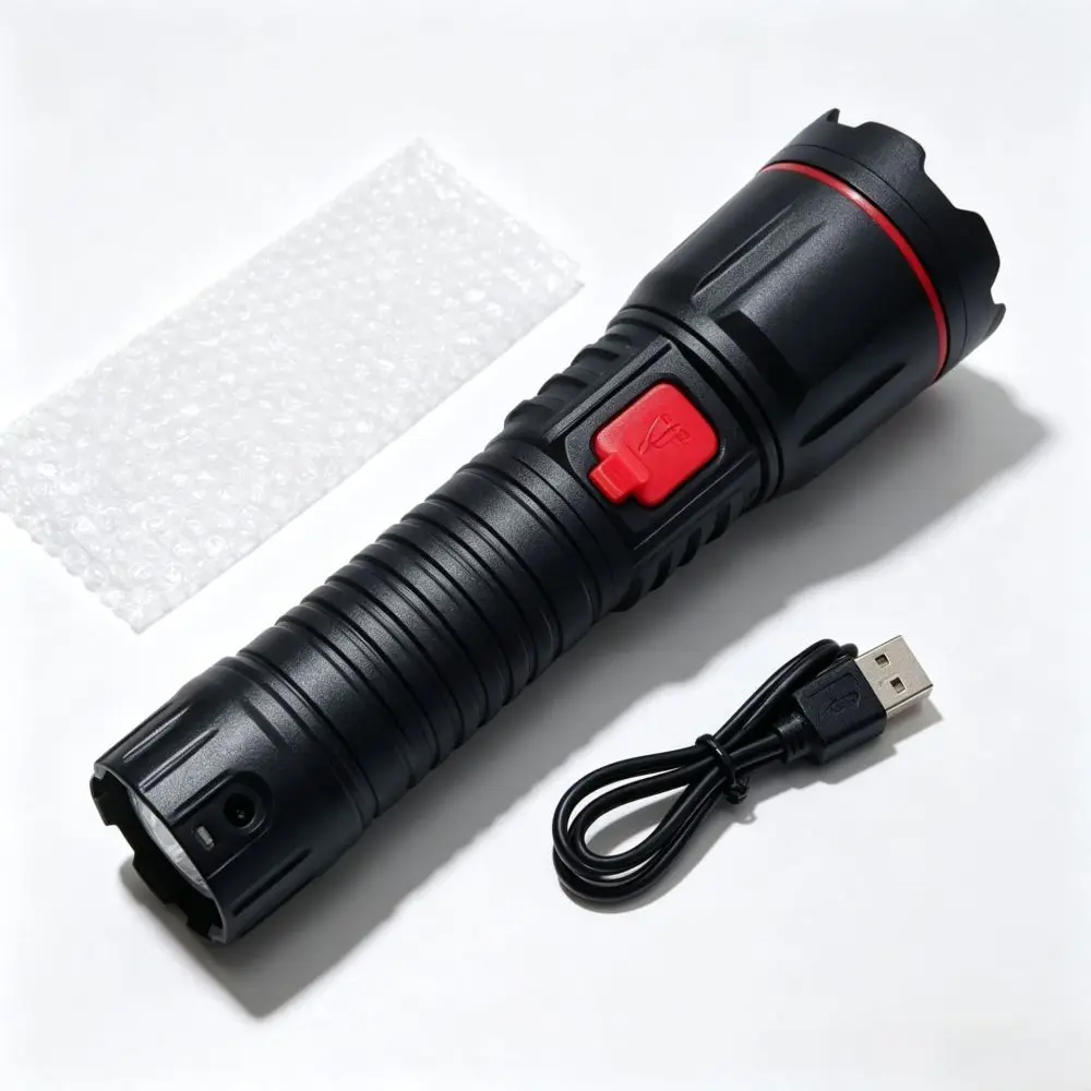 Portable Strong LED Flashlight Rechargeable Zoomable Torch Digital Screen Battery Indicator For Outdoor Tactical Emergency Gear