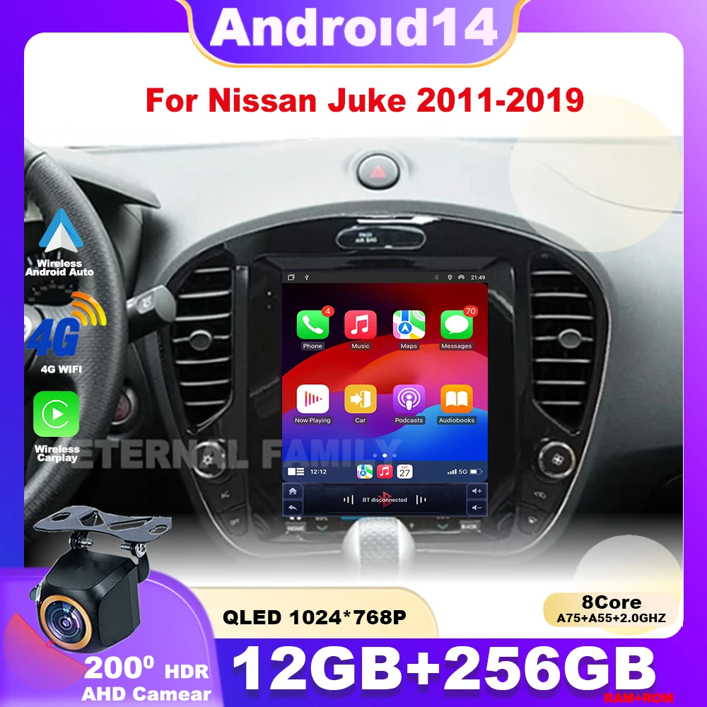 

9,7-дюймовый Android 14 для Nissan Juke 2011-2019, автомобильный радиоприемник, мультимедийный видеоплеер, навигация, GPS, стерео головное устройство, Carplay WIFI