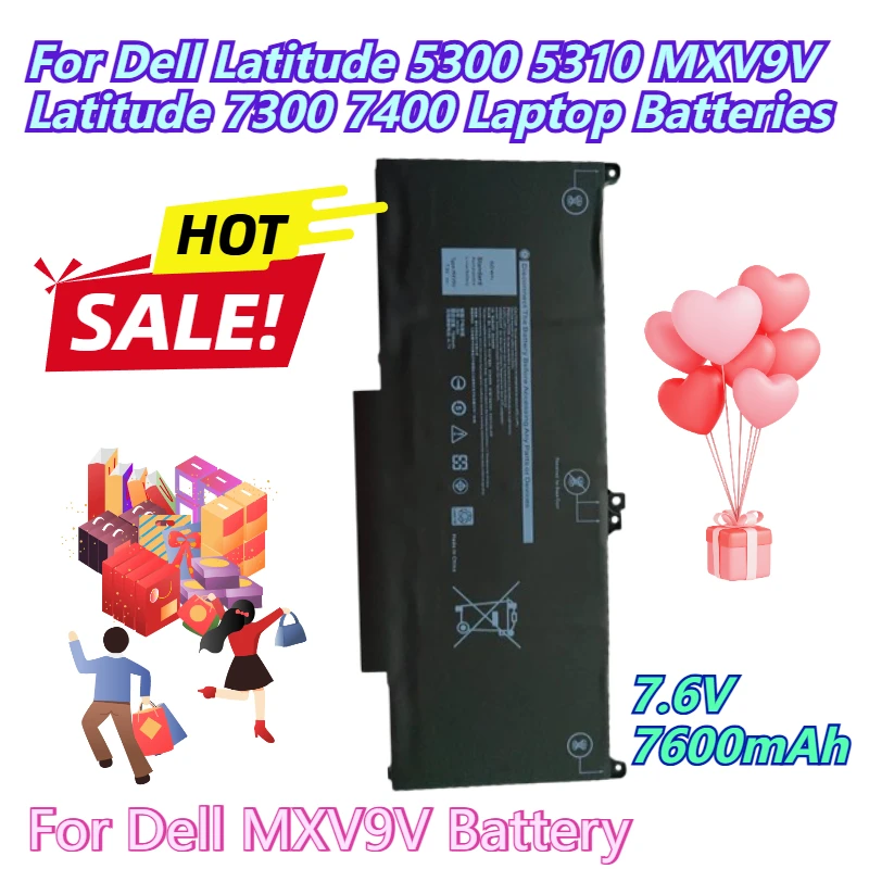 

New 7.6V 7600mAh for Dell Latitude 5300 5310 MXV9V Latitude 7300 and 7400 Laptop Batteries