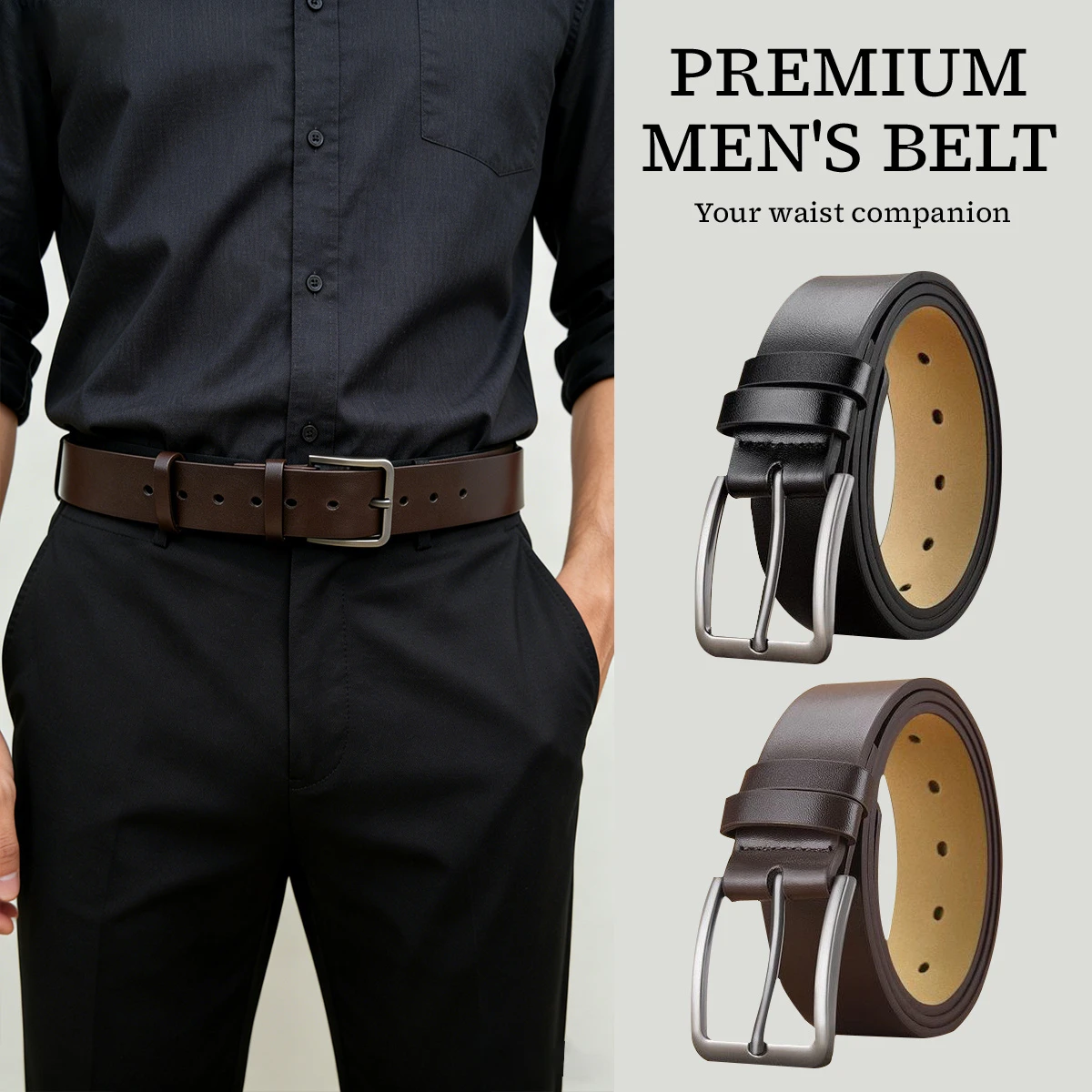Customized Men’s Formal Belt, Engraved Secret Information Classic Waist Strap, Unique Gift for Him for Anniversaries, Birthdays