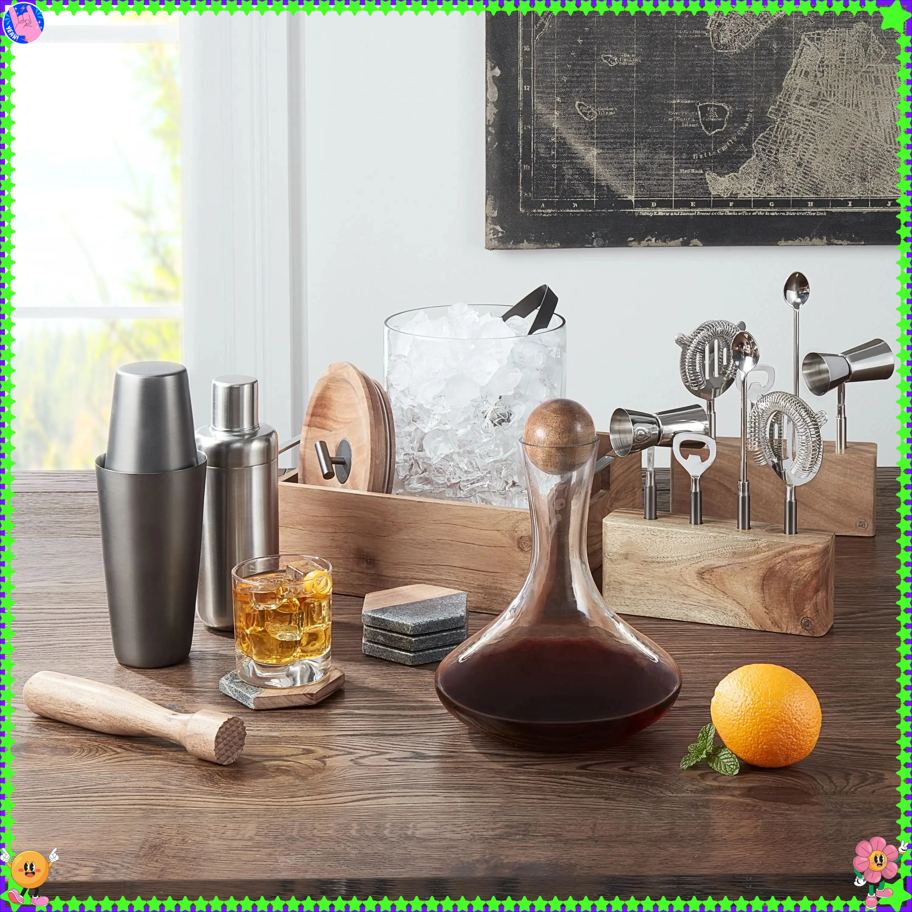 Omkeerbare onderzetters van houtsteen, hittebestendige pads voor bar-desktopdecoratie, beschermende onderzetterset voor thuis en op kantoor