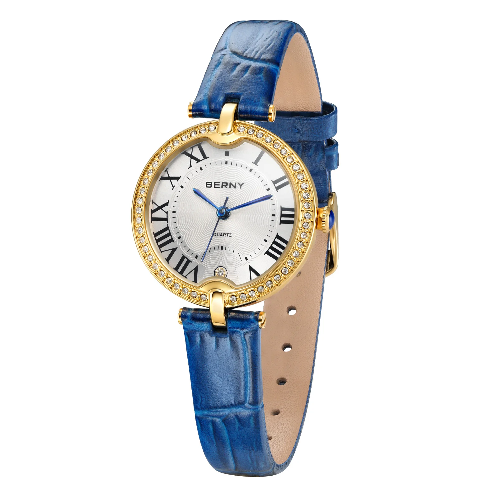 BERNY Women's Watches Luxury Slim Elegant Ladies Dress Quartz Watch Fashion Stones Domed Glass Girls Business Daily Wristwatch
