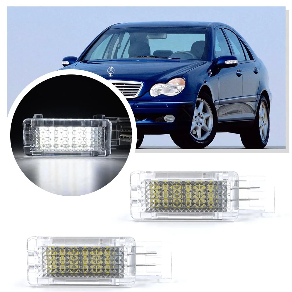 Luzes de cortesia da porta do carro LED para Mercedes Benz, W203, W209, W240, W639, W176, W246, C117, X156, R171, R199, SLK, CLK, SLR, Classe C, PCes 2