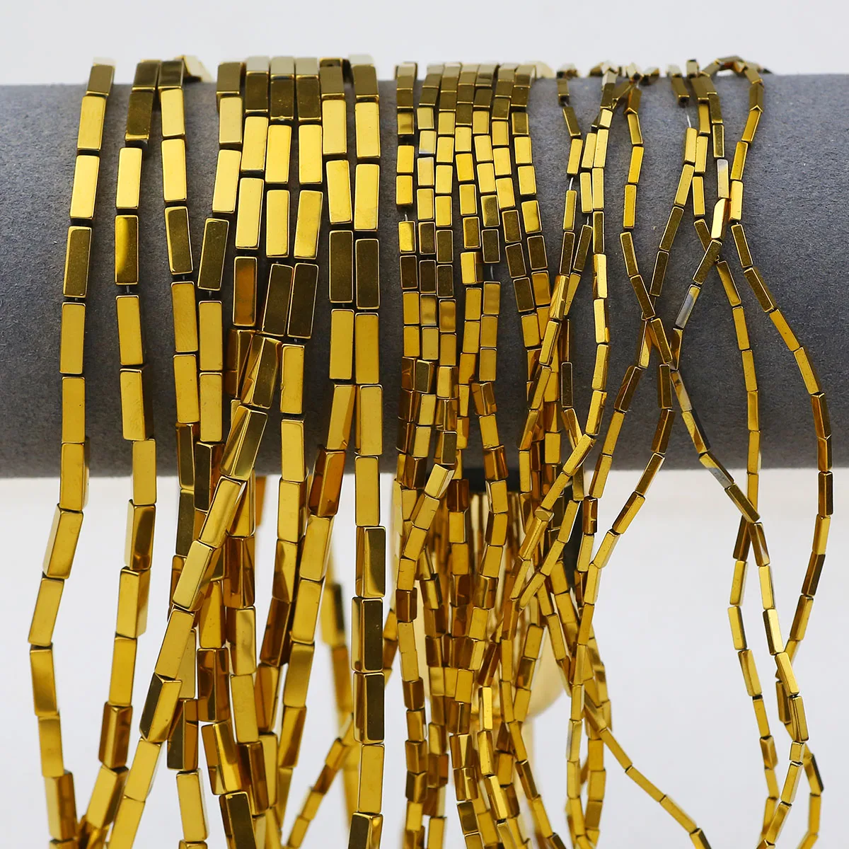 4/6/9mm Golden Plated Hematite Natural Stone Rectangle Loose Spacer Beads For Jewelry Making Bracelets Necklaces DIY Accessories