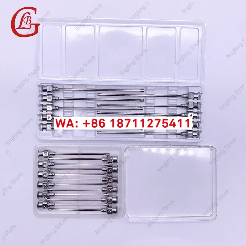 2pcs Stainless steel gastric lavage device straight needle curved needle laboratory 8 # and 10 # glass syringes