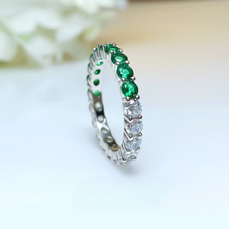 Fashionable Full Diamond Ring with Colorful Treasure Ring and High Sense Ring 925 Silver High Carbon Diamond Wedding Jewelry image 2