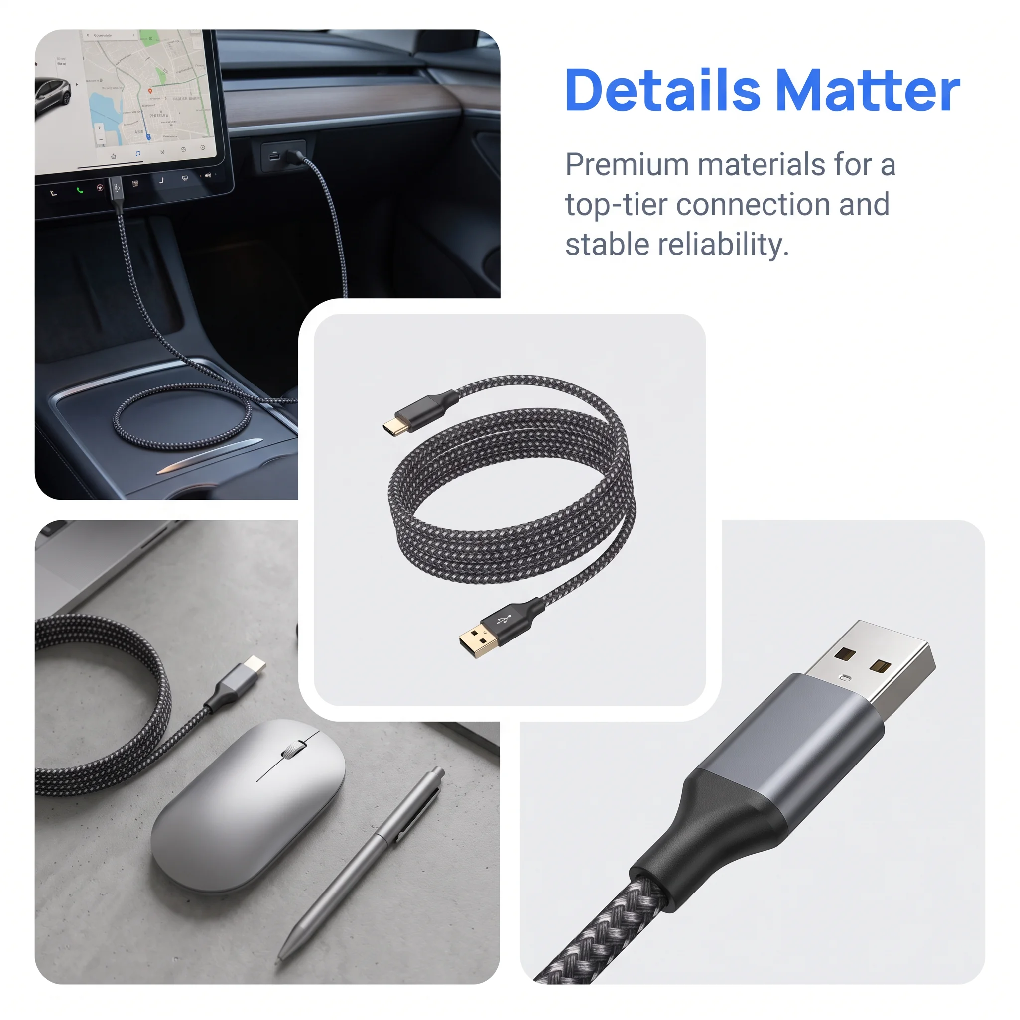 5 Pack USB A to USB C Cable 5FT, Nylon Braided Fast Charging USB-C Charger Cord, Sync & Charge USB Type C Cable, Durable for Samsung Galaxy, Android Phones, Tablets
