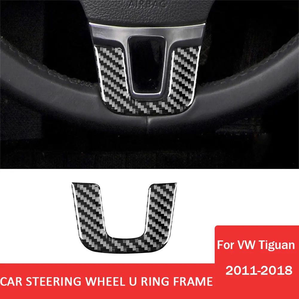 

Carbon Fiber for Volkswagen VW Tiguan 2011-2018 Car U-shaped Steering Wheel Frame Trim Sticker Auto Interior Accessories