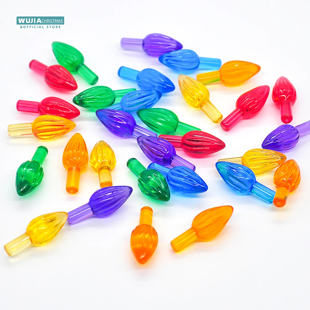 50pcs Ceramic Christmas Tree Replacement Lights Multi Colors Medium Twist Light Country Art Ornaments Natal Party Decor Navidad
