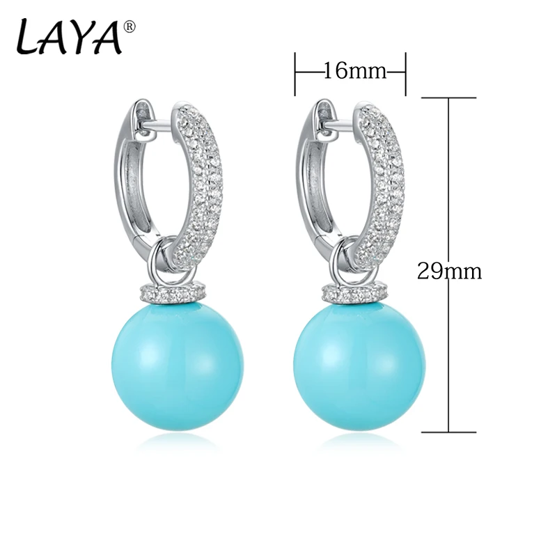 LAYA  New Fashion Turquoise Earrings Zircon 100%925 Sterling Silver Silver plated lawrencium Earrings Women Jewelry Gift 2024