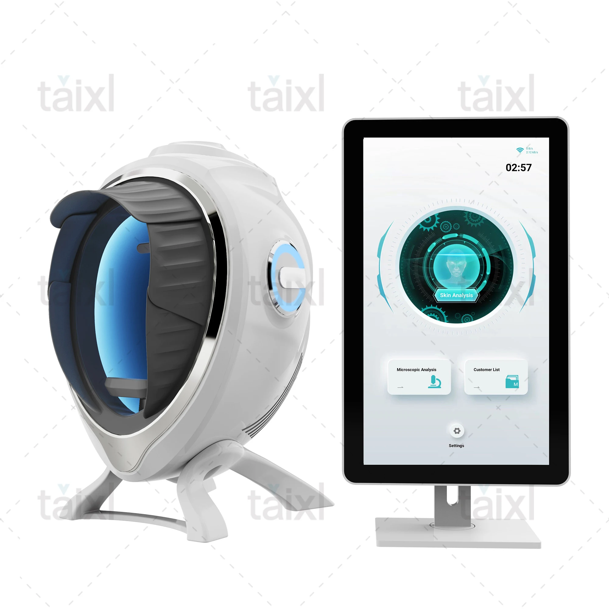 Miroir de test Facial magique 3d Ai, lampe en bois, Scanner d'acné, détecteur de peau, analyseur de peau, testeur Facial, Machine de phototaking