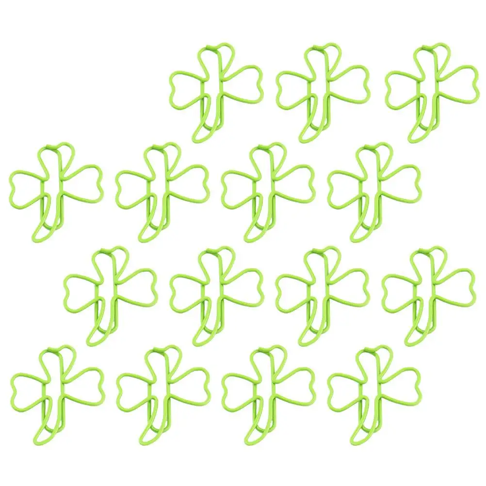 15 pcs Shape Bookmark Clips Metal Green Paper Clips for Books Notes Files Photos Memos Tickets Scrapbooks