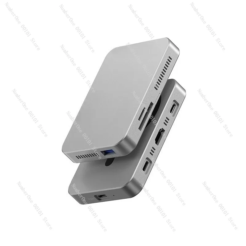 8 in 1 Magnetic Docking Station SSD Enclosure HDMI Card Reader USB 3.2 Hub Multifunction Expansion Adapter Portable External