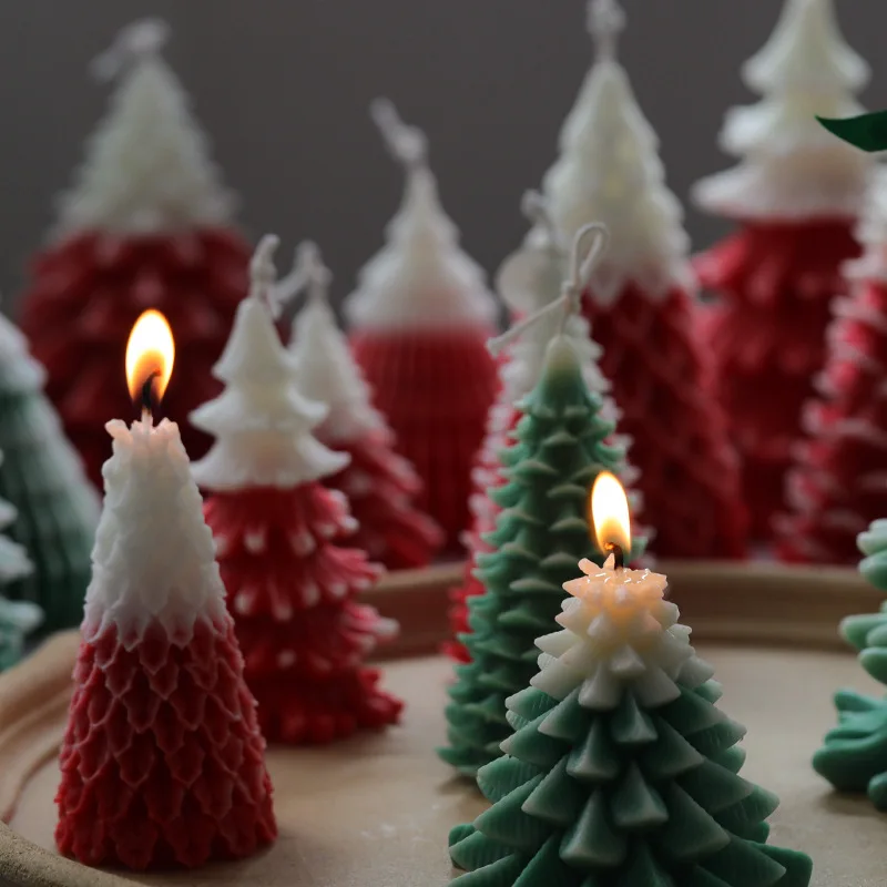 3D Christmas Tree Candle Molds Pine Tree Silicone Mold for Plaster Epoxy Resin Casting DIY Aromatherapy Plaster Molds Xmas Decor