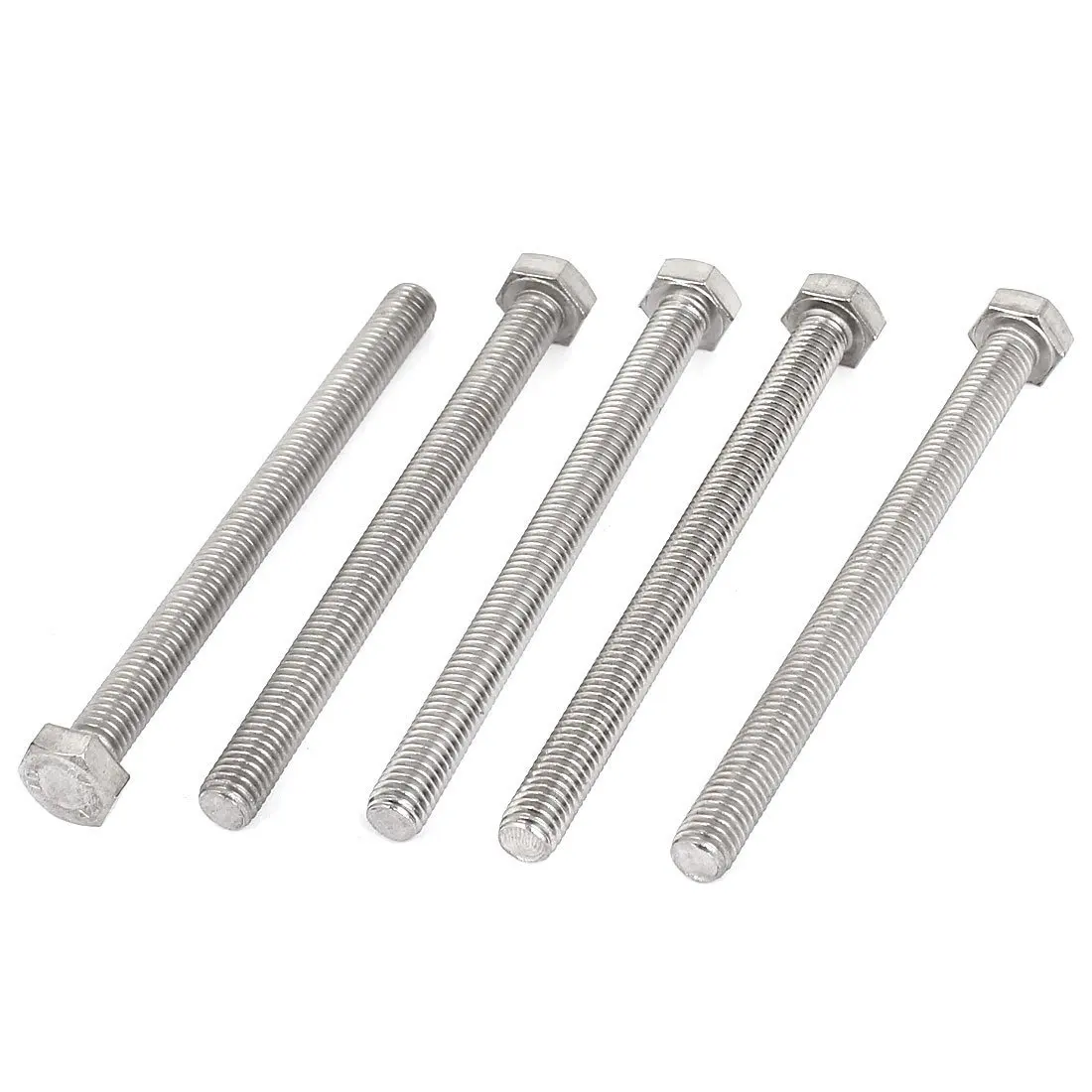 

N96R M8 x 100mm A2 Stainless Steel Fully Threaded Hex Head Screw Bolt 5 Pcs