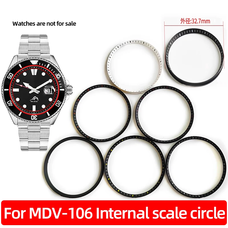 Placa circular de esfera de reloj de 32,7mm para Casio Duro 2784 MDV-106 MDV107, anillo de capítulo de plástico, anillo de sombra nner, piezas de modificación de reloj