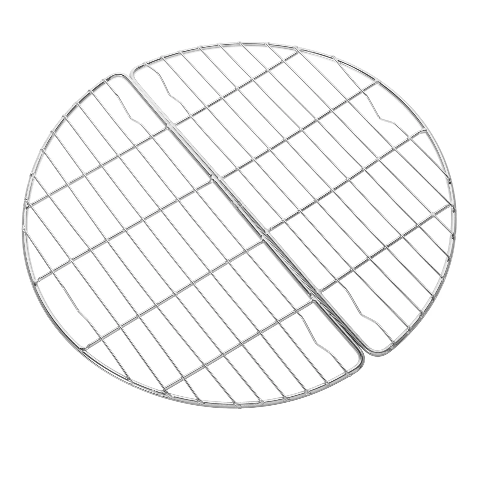 

2Pcs Half Round Stainless Steel Roasting Rack Semi- Drain Steam Rack Food Cooling Wire Grid Foldable Multifunctional