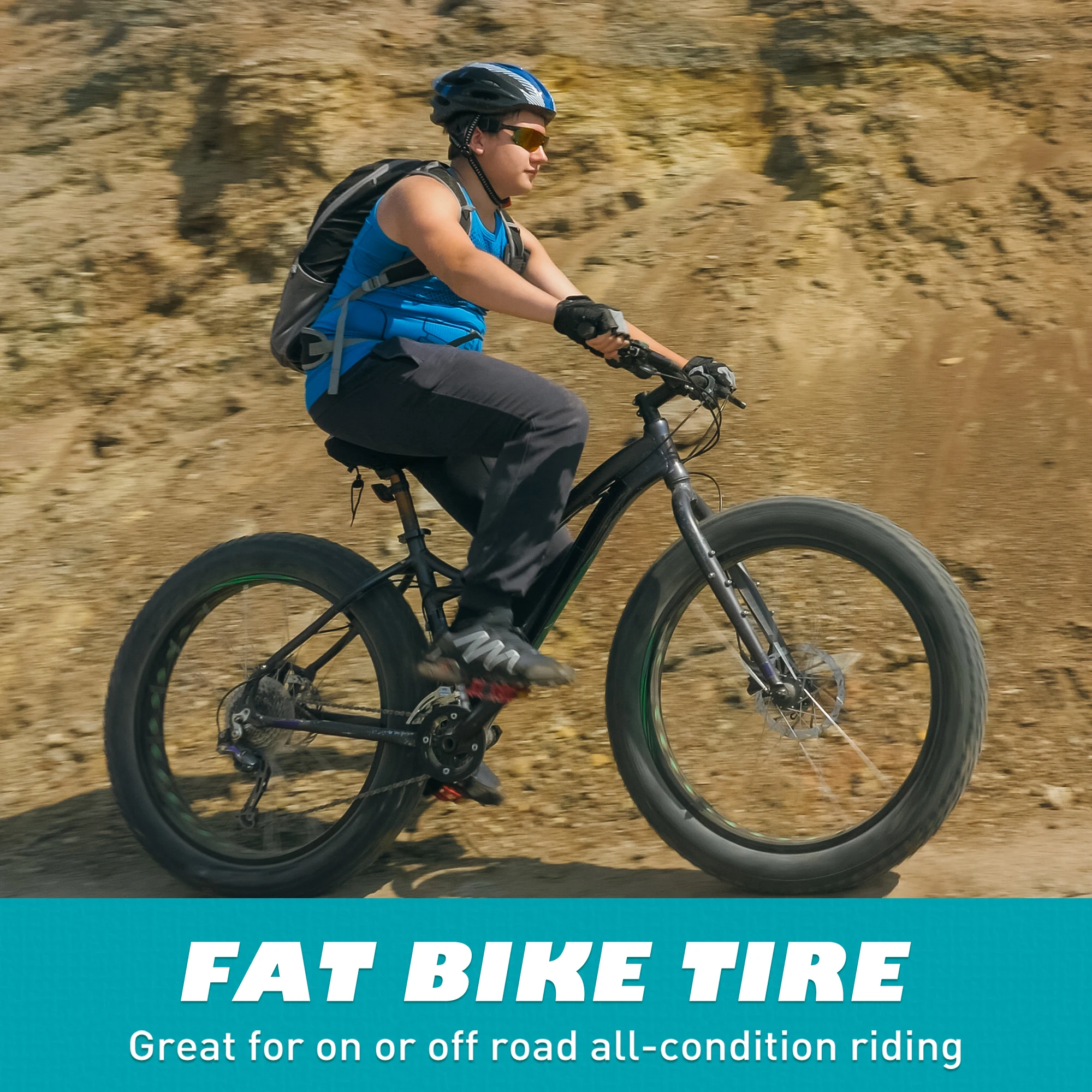 ZUKKA E Bike Fat Tire 20x 4.0 Fat Tire Heavy Duty High-Performance Wear-Resistant E-Bike Mountain Snow Bike Tire Black