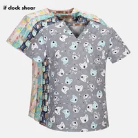 Tops de trabajo con estampado de animales de alta calidad, uniformes de aseo para mascotas, ropa de trabajo de salón de belleza de dibujos animados, uniforme de belleza para mascotas nuevo