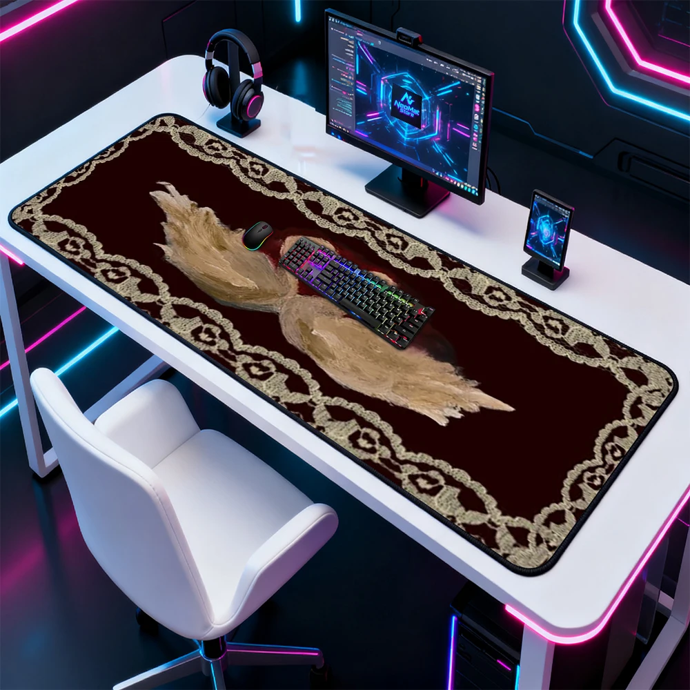 Floral Deskmat Vintage Lace Swans Heart Red 140x60cm Gaming Pc Accessories Nonslip Stain Resistant 1800mm Smooth Pad Desk Mat