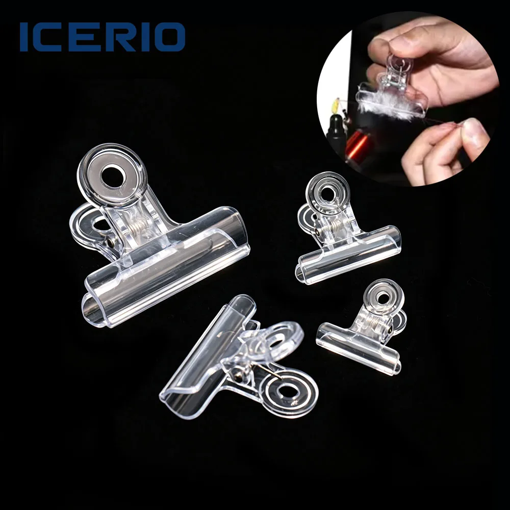 ICERIO Clear Plastic Dubbing Loop Clip S M L XL Feather Hackle Holding Tool EVA Foam Fly Tying Accessories