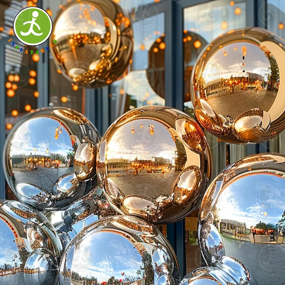 Inflatable mirror ball set durable floating ball gold and silver color suitable for disco party wedding event decoration spot