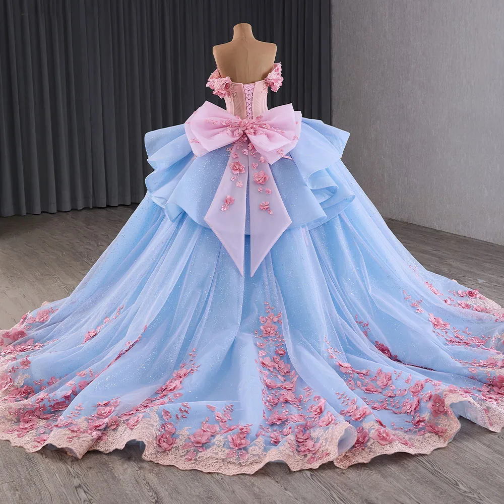 Romantic Sweet 15 16 Dress for Women Quinceanera Ball Gown Off Shoulder Large Train Formal Party Gown Cocktail vestidos 15 años