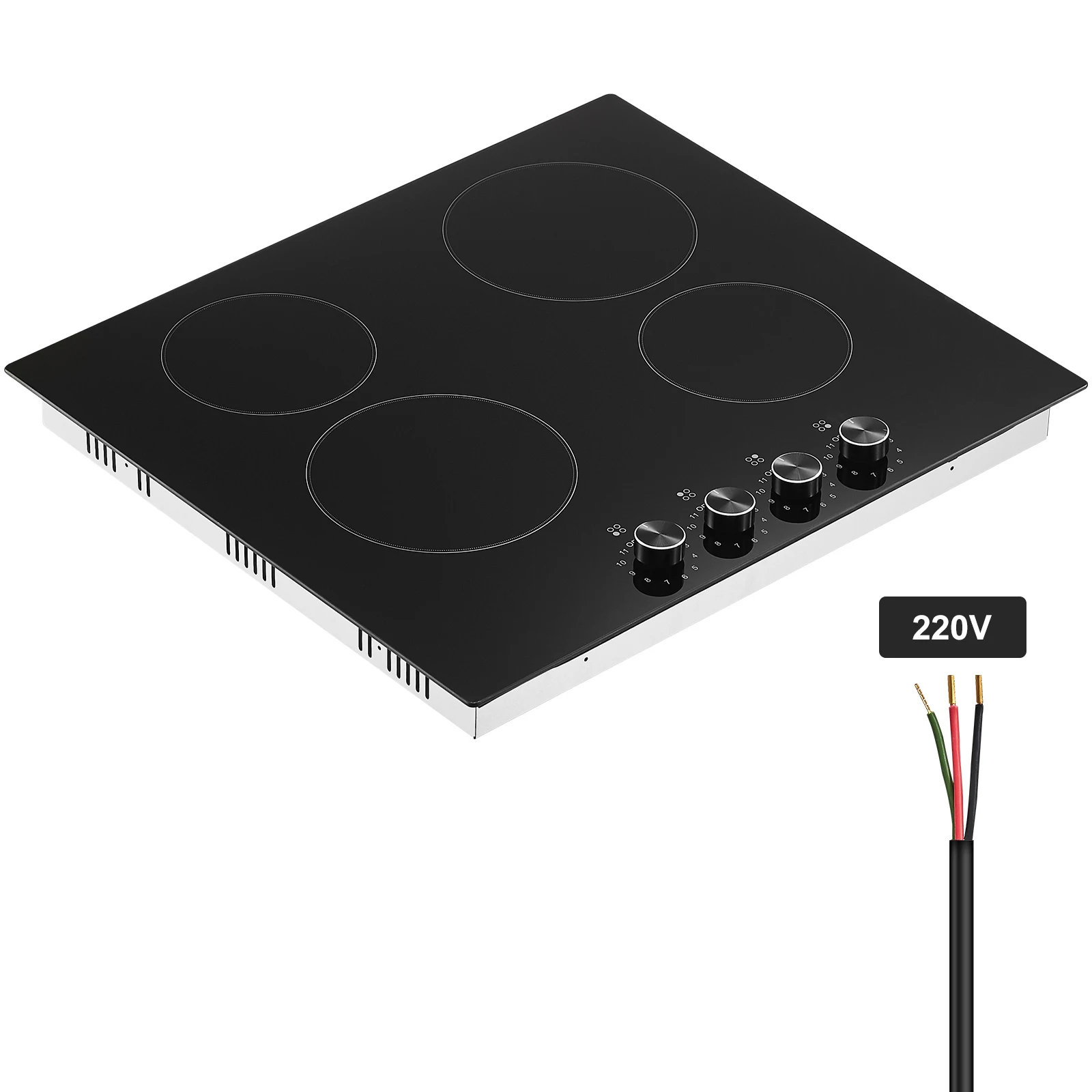 

SucceBuy 12 24 30inch Electric Cooktop 2 or 4 Burners Built-in Electric Stove Top Ceramic Top Radiant Cooktop with Glass Panel