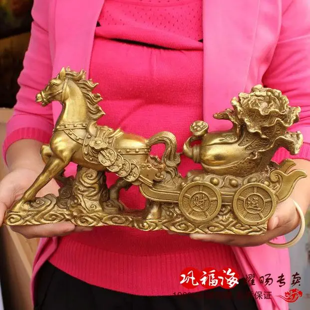 home LIVING ROOM  protective-efficacious Money Drawing success  HORSE bronze Brass statue sculpture Decoration