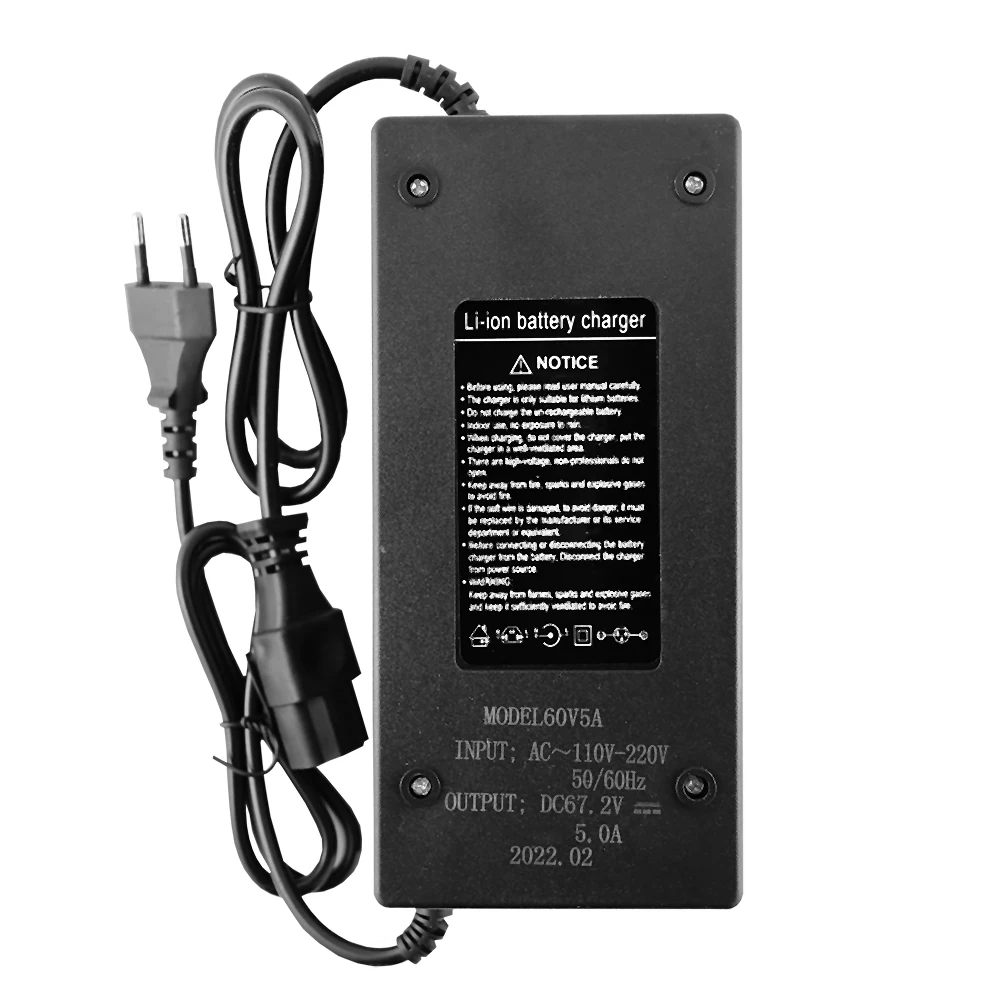 LiitoKala 67.2V 5A Lithium Battery Charger 60V 5A Li-ion Fast Smart Charger 110V / 220V for 16S 60V  Scooter battery pack