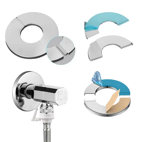 Stainless Steel Faucet Decorative Round Cover Self-Adhesive Shower Water Pipe Finish Water Pipe Wall Covers Bathroom Accessories