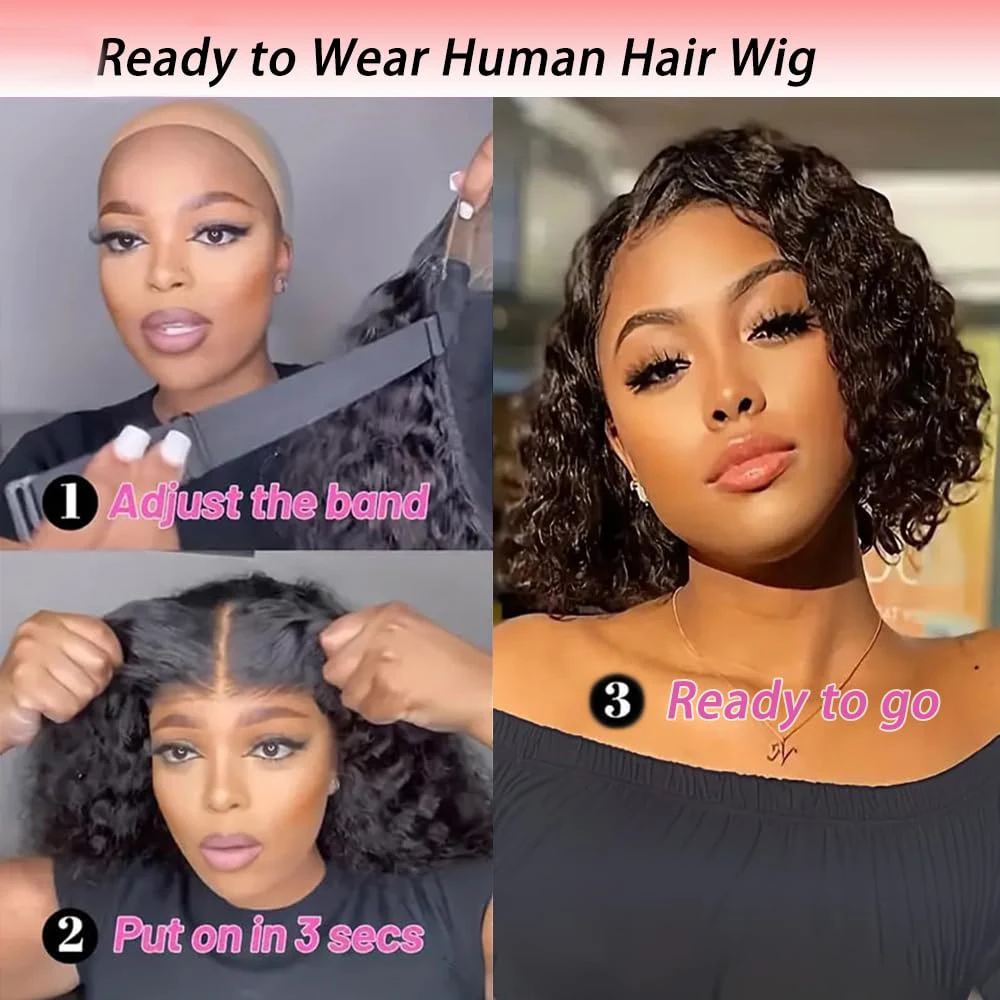 4 × 4 بوب شعر مستعار شعر الإنسان 100% موجة عميقة غلويليس الدانتيل الجبهة الباروكات قصيرة بوب الباروكات قبل قطعها قبل قطع 4x4 الدانتيل إغلاق شعر مستعار مجعد