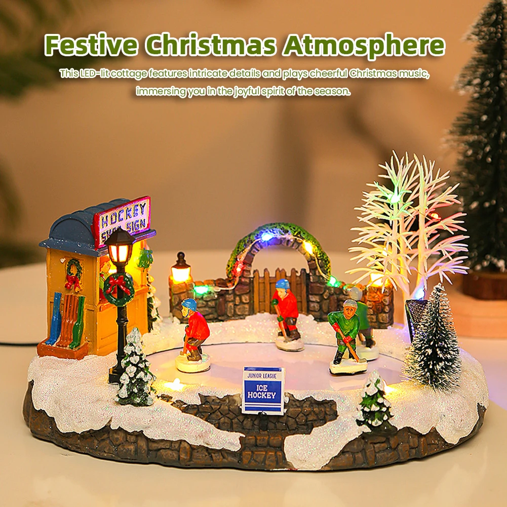 

Glowing Christmas Music House Luminous Snow House Decor Resin Christmas Figurine for Home Holiday Table
