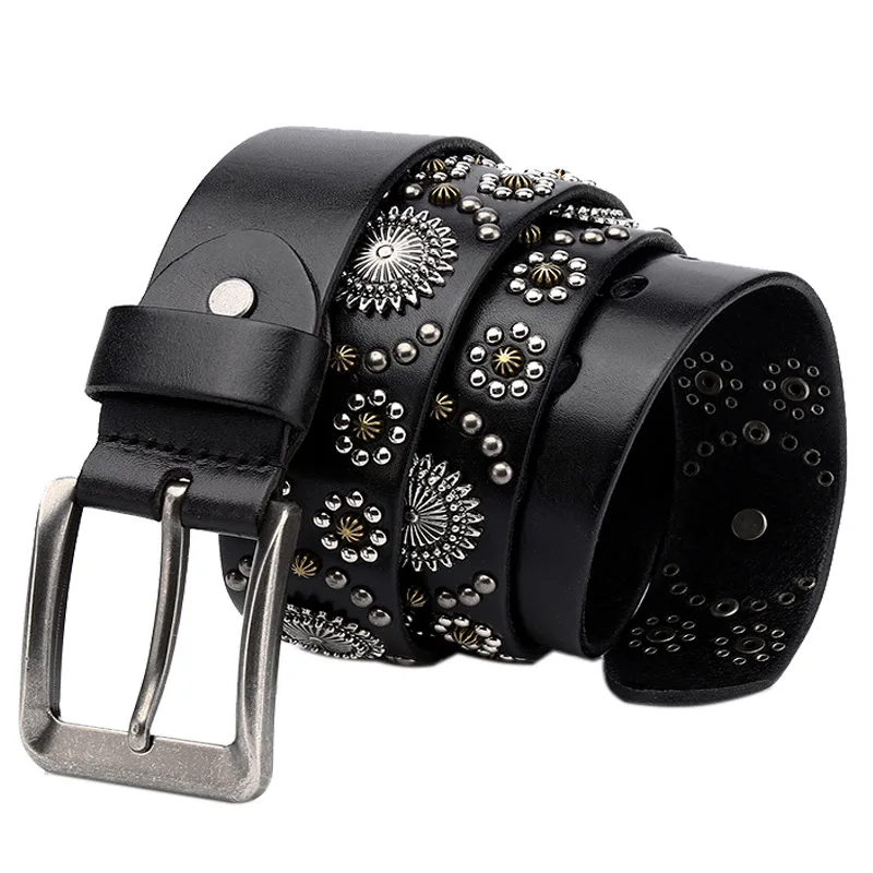 New Style Personalized Trendy Neutral Genuine Leather Belt, Punk Style Hip-Hop Belt