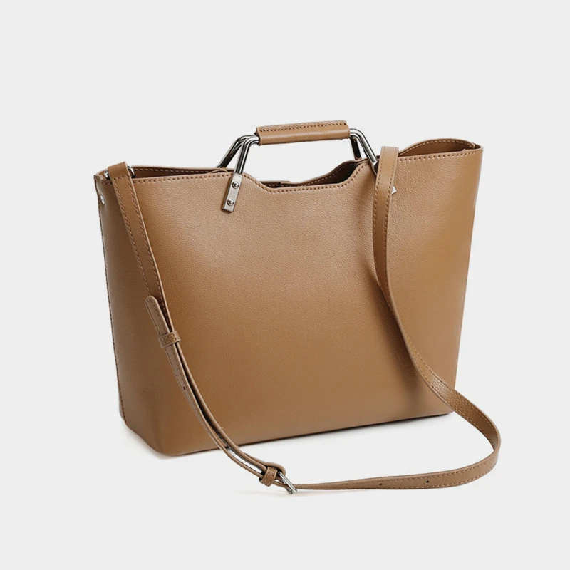 

Hifashion Metal Handle Genuine Leather Handbags For Women 2025 Trend Designer Large Capacity Work Ladies Shoulder Crossbody Bags