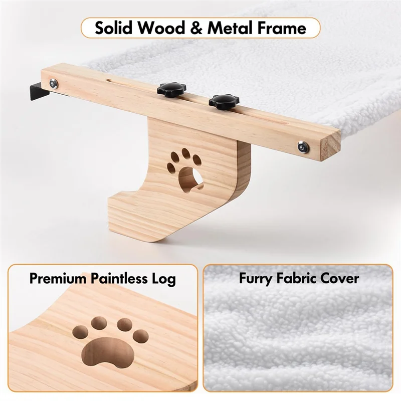 

B17B Cat Sill Hammock Perch Window Seat Sturdy With Wood& Metal Frame For Large Cats, Easy To Adjust Cat