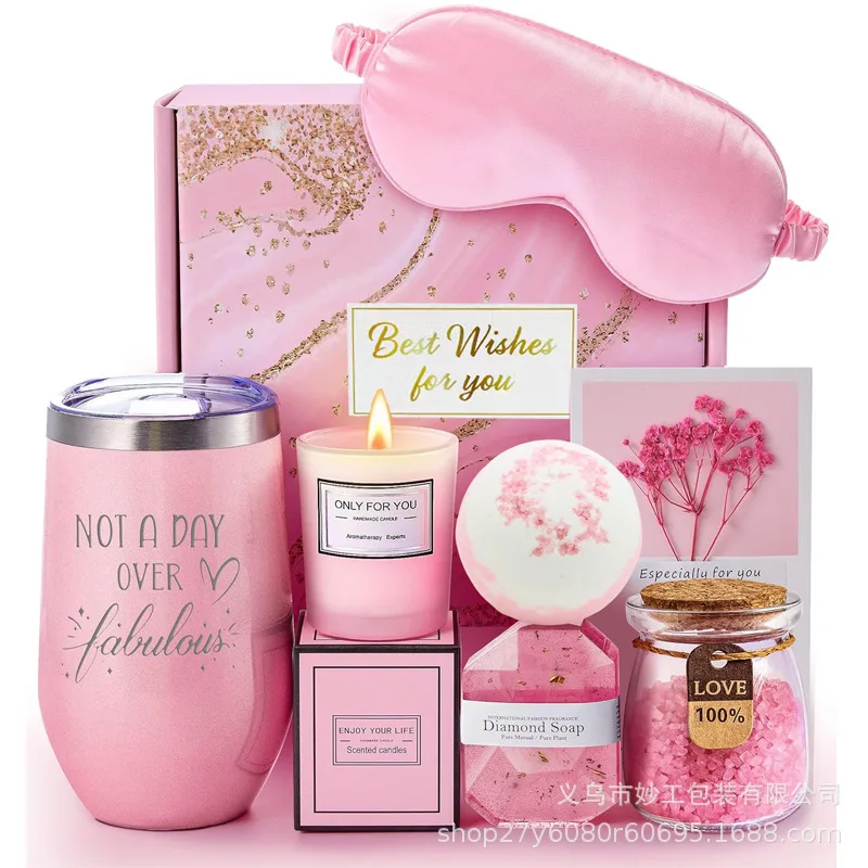 Regalos para damas, mamá, esposa, novia, hermana-Feliz cumpleaños, Navidad, Día de San Valentín, Día de la Madre-Juego de cesta de regalo de Spa de lavanda