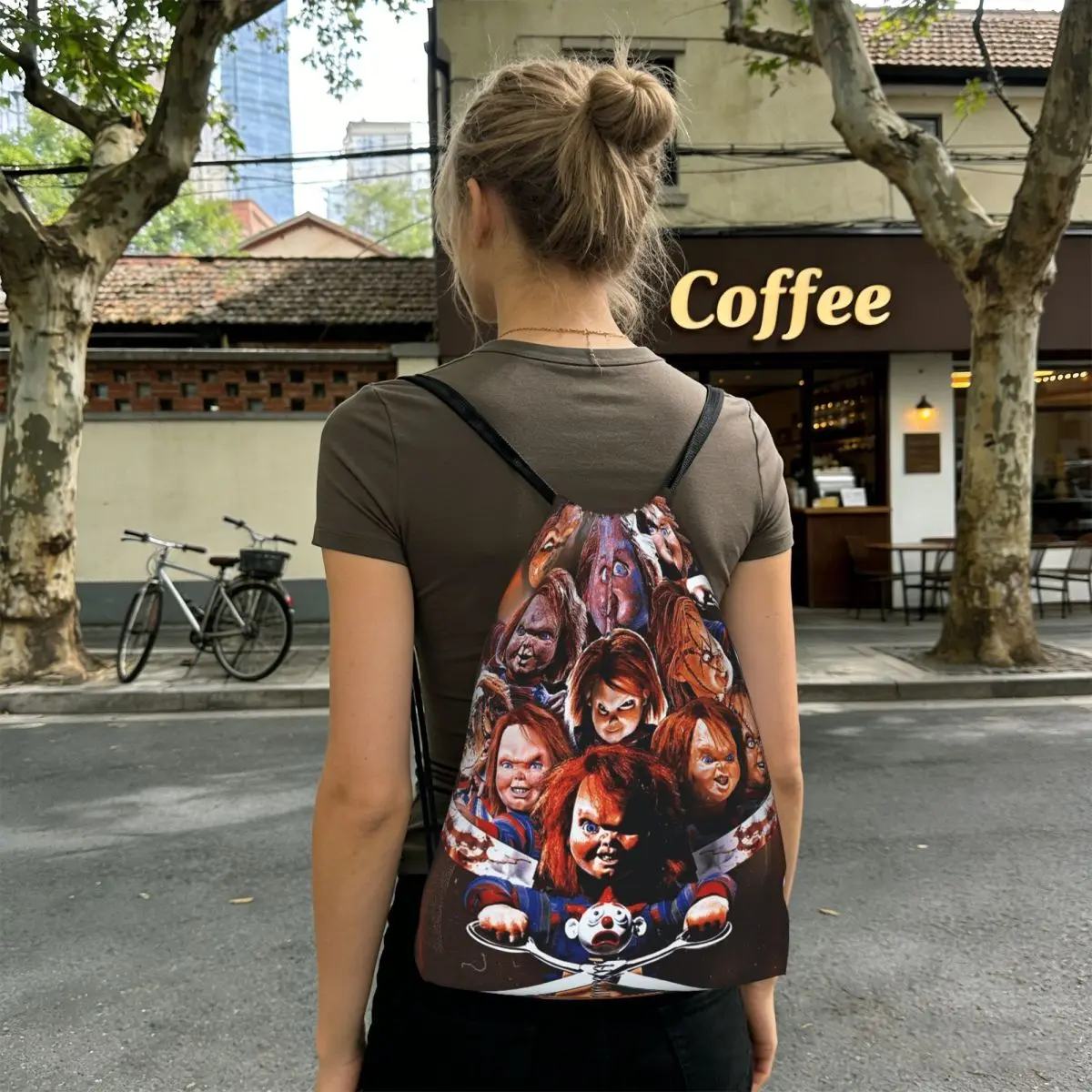 Bride Of Chucky Horror Film Movie Backpacks Fashion Drawstring Bags Sports Bag Book Bags for Man Woman School