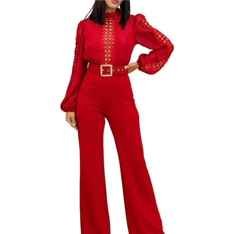 

Женский элегантный комбинезон ABRT: деловой, с высоким воротом, длинными рукавами, прямые брюки, для вечеринок и офиса